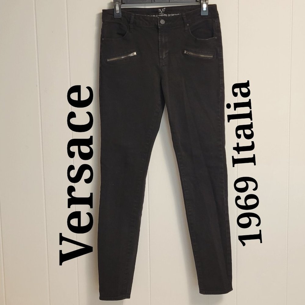 Versace 1969 Italia Abbigliamento Sportivo SRL Women's Black Skinny Jeans. Sz: 8